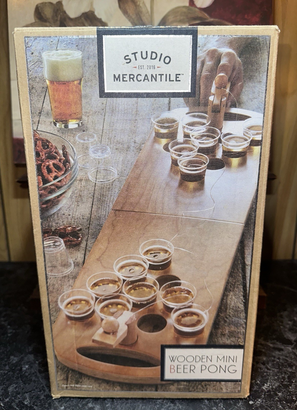 WOODEN MINI BEER PONG PARTY GAME BY STUDIO MERCANTILE