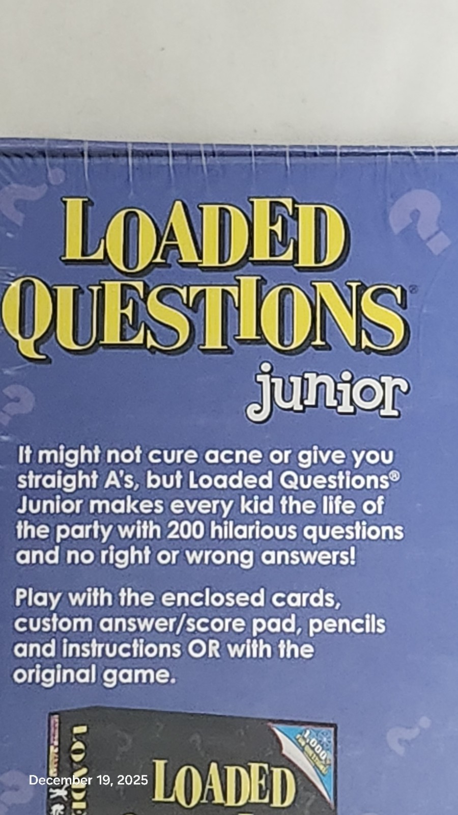 LOADED QUESTIONS JUNIOR GAME, Ages 6+, 4-6 Players New, Sealed Never Opened.