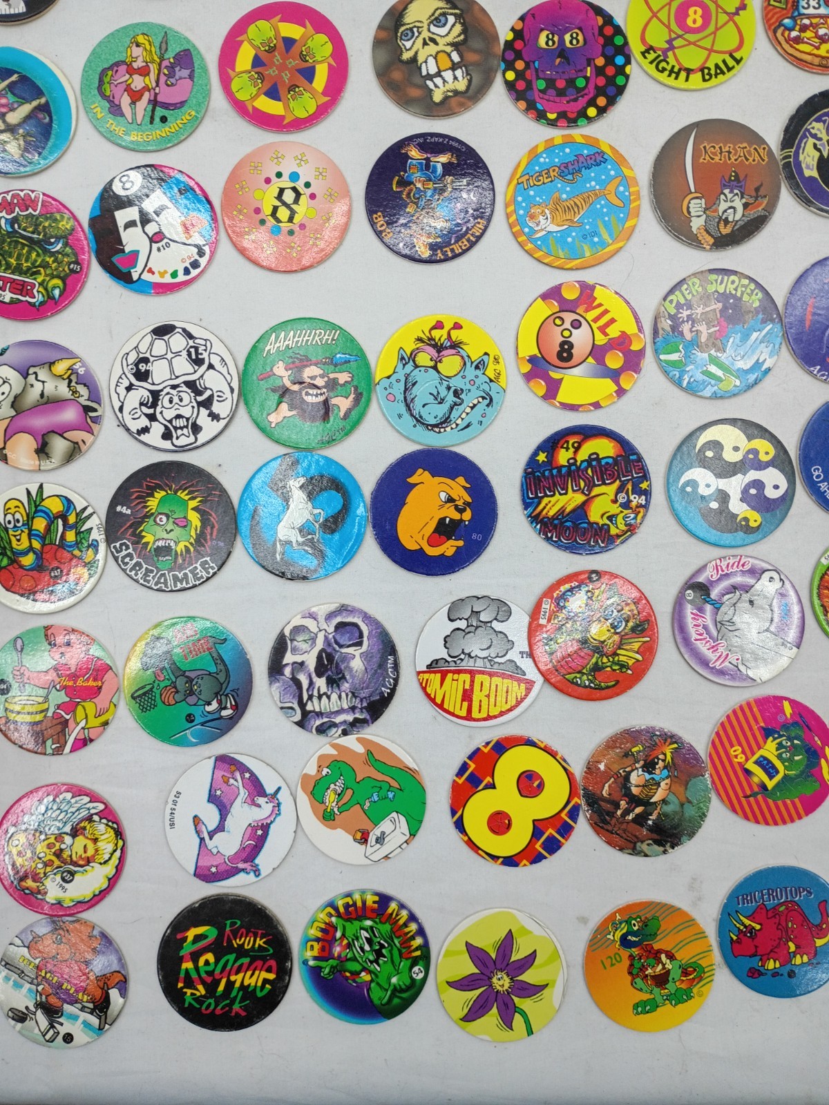 Lot of 220 Pogs / Milk Caps, Vintage 1990s Retro Nostalgia! Mix Take A Look!