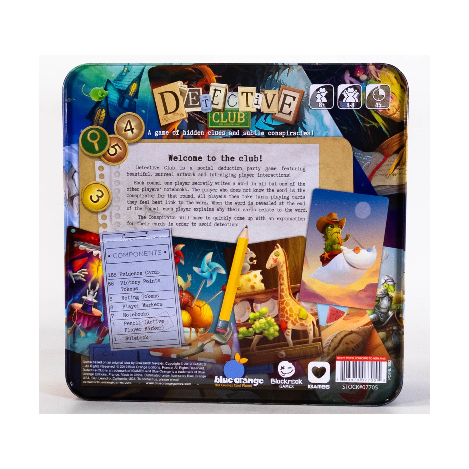 Blue Orange Boardgame Detective Club (Metal Tin Ed) Box NM