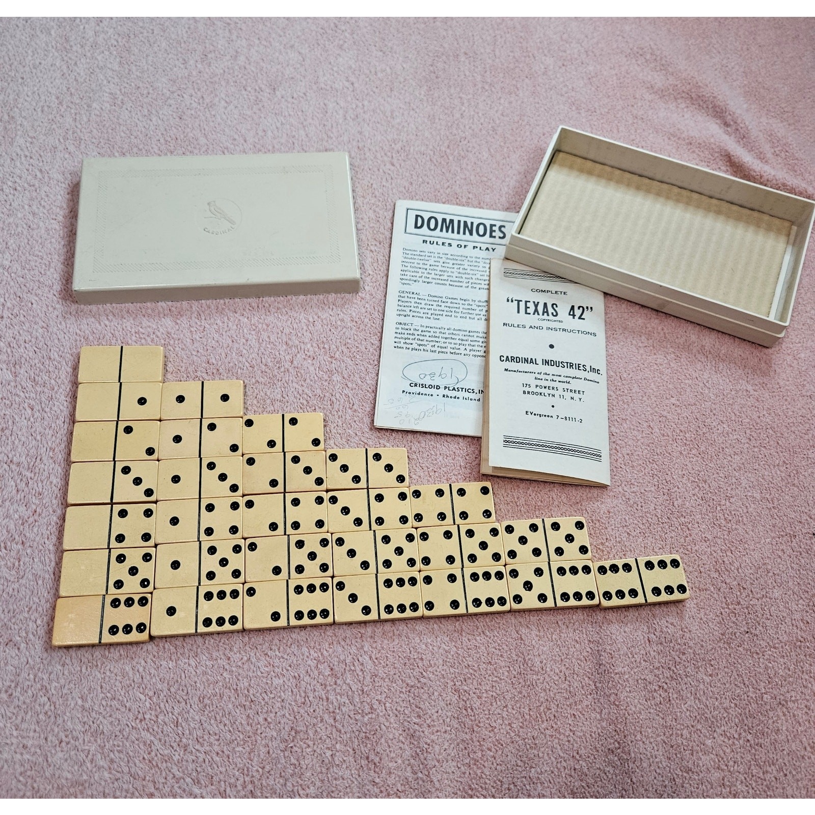 Vintage Cardinal Industries Texas 42 Dominoes Set (Double 6)