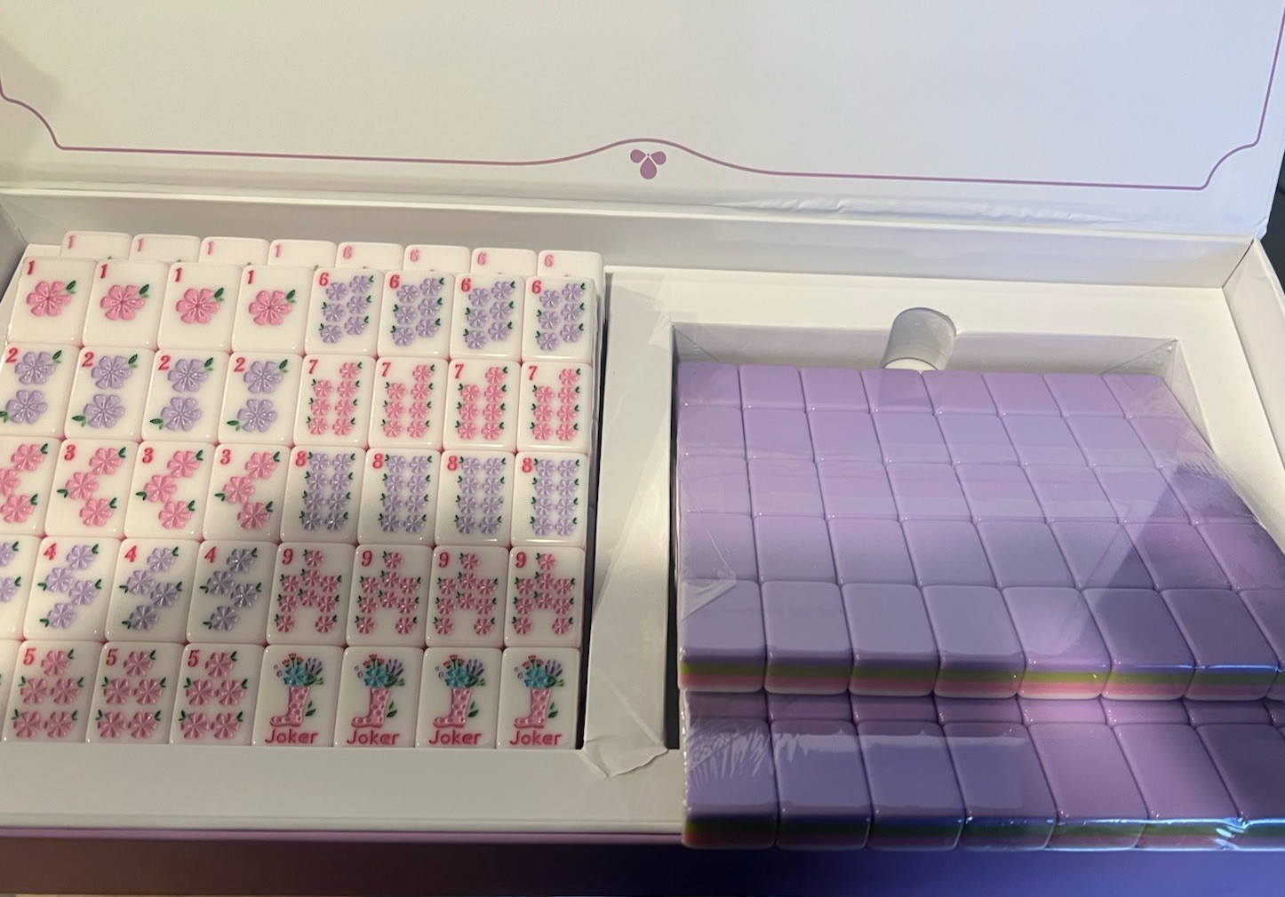 Florea Luxury American Mahjong Set 160 Hand Painted Tiles Purple Gift Box