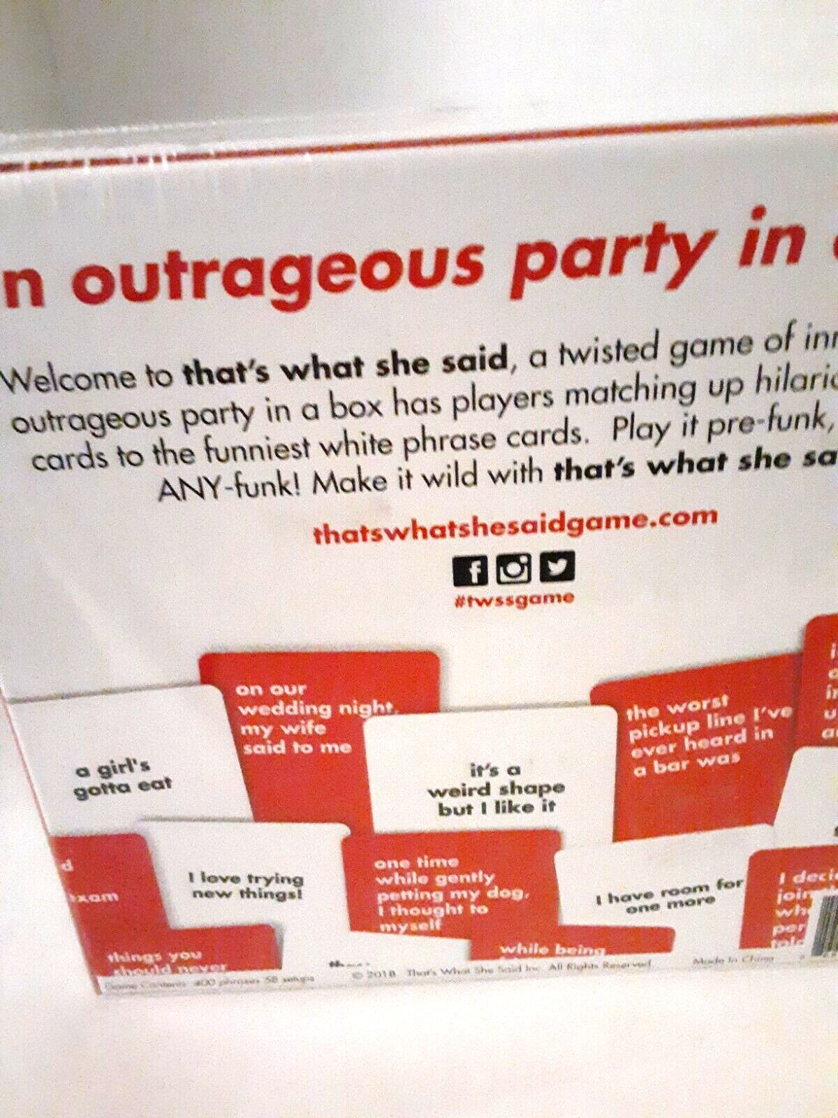 That’s What She Said The Party Game Twisted Innuendos Board Game-New Game Night