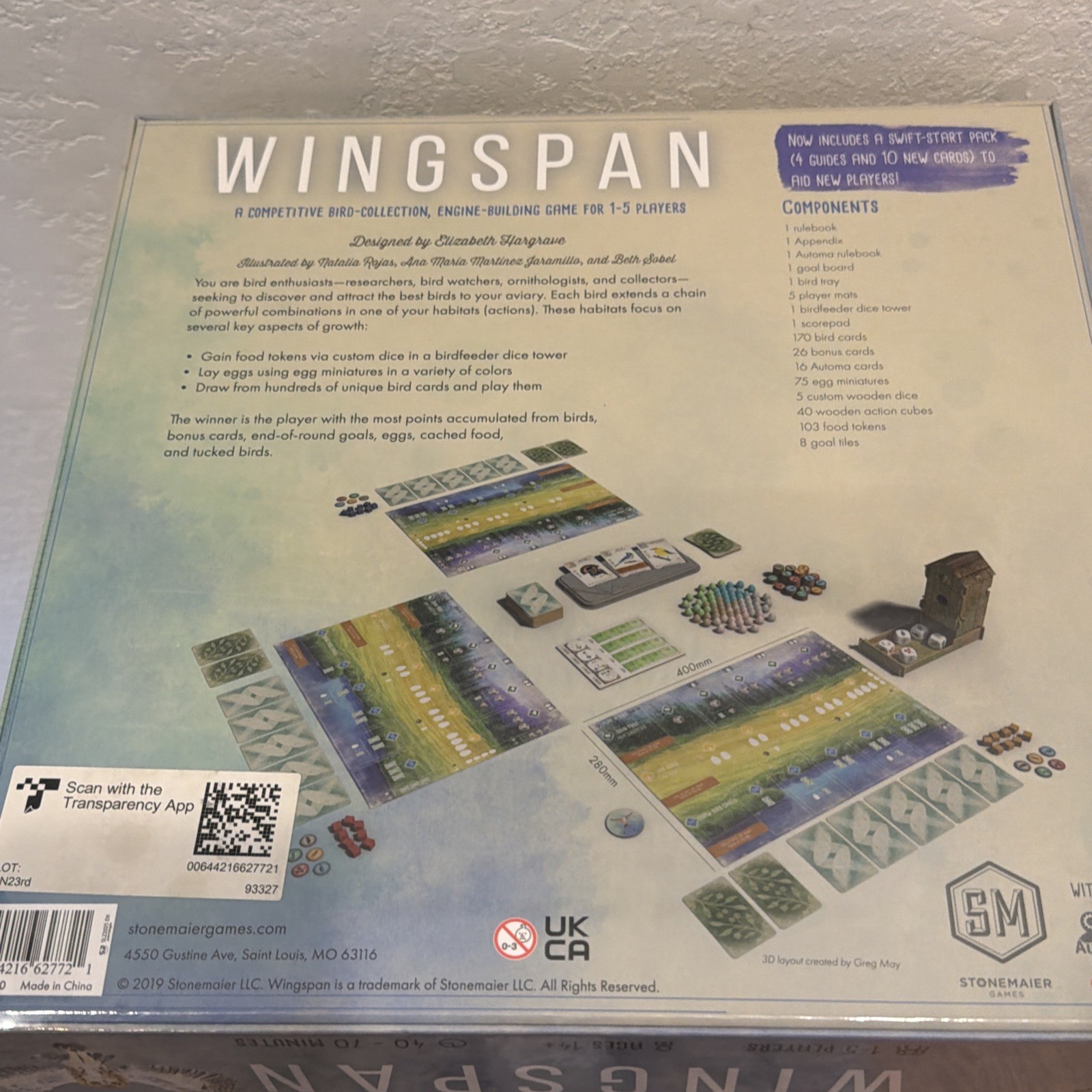 New! Sealed ! WINGSPAN Board Game Stonemaier Games STM910 2019 bird lovers