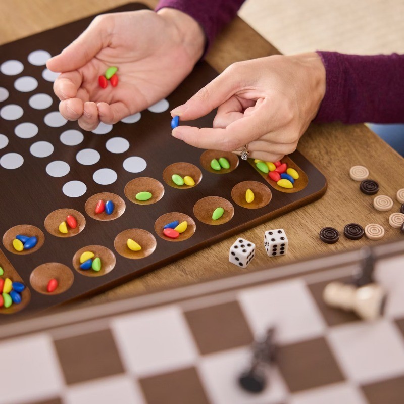 12 Classic Games in Wooden Storage House, Styles May Vary