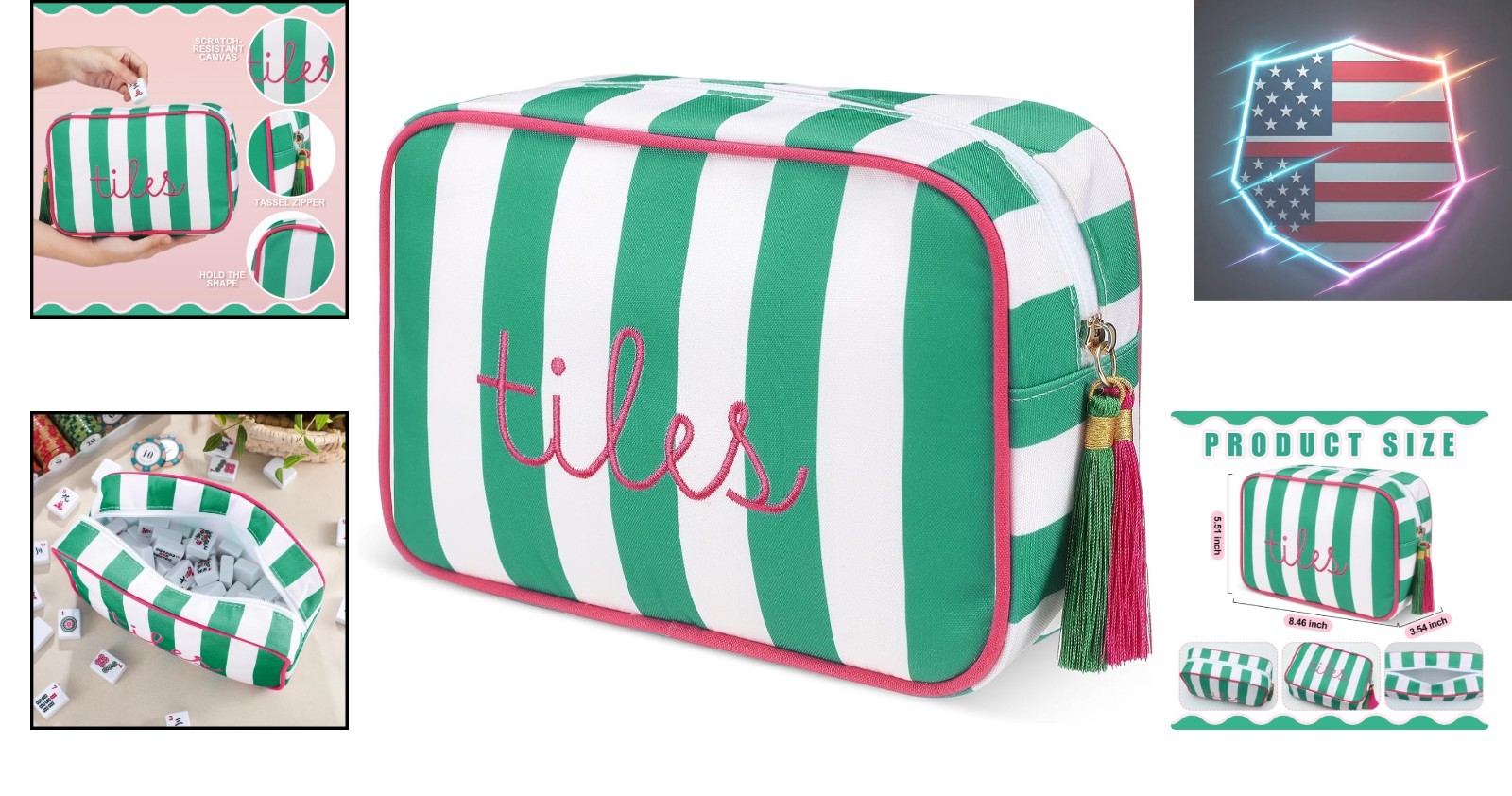 Mahjong Tile Bag with Zipper, Mahjong Storage Pouch Mah Jong Bags for Tiles B…