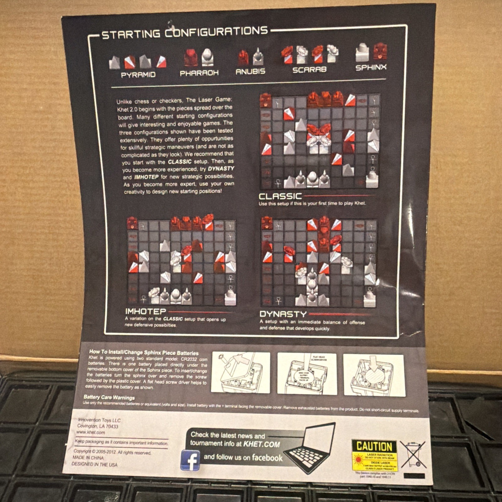 Laser Game Khet 2.0 Strategy 2010 Innovention Toys ~TESTED~ Complete. READ.
