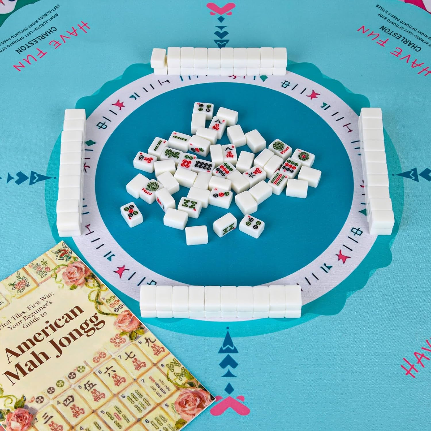 Travel American Mahjong Tile Set | 166 PCS 0.8 Inch Mini Mahjong Game Tiles, 4 W
