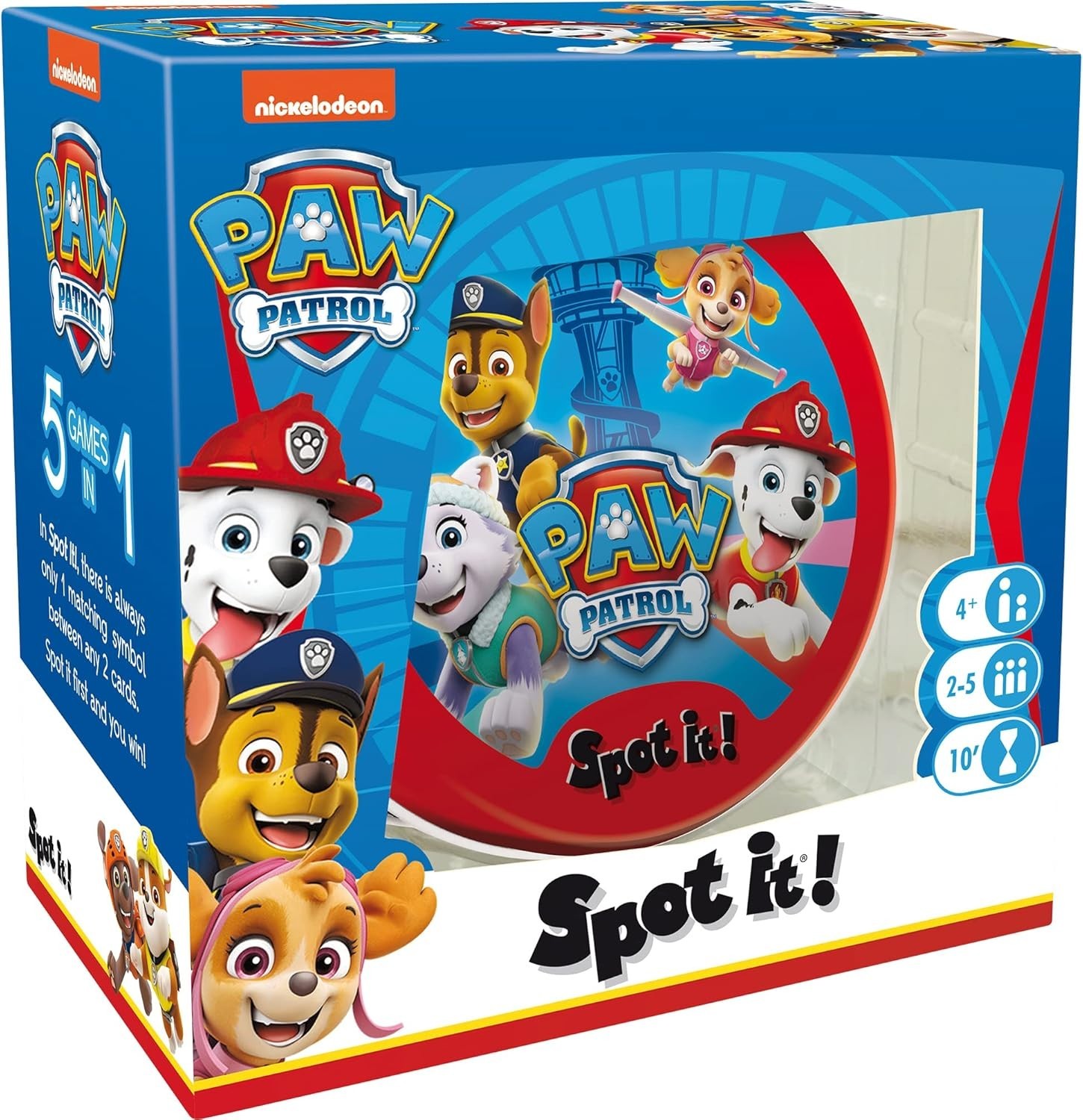 Nickelodeon Paw Patrol Spot It 5 games in 1 Matching Symbol Card Game Sealed