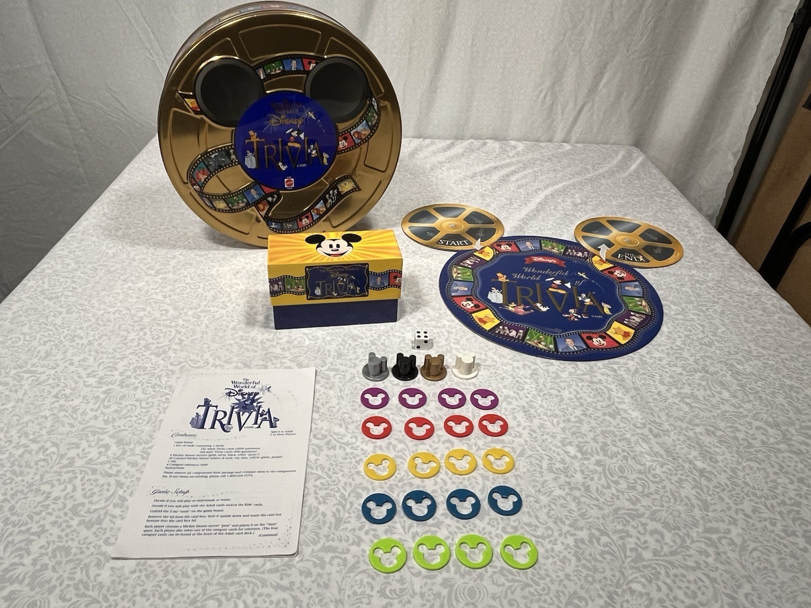 Wonderful World of Disney Trivia Game COMPLETE Gold Tin Mattel Vintage