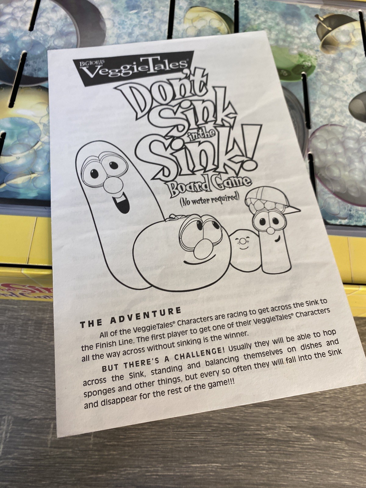 VeggieTales Don’t Sink in the Sink! Board Game 100% COMPLETE