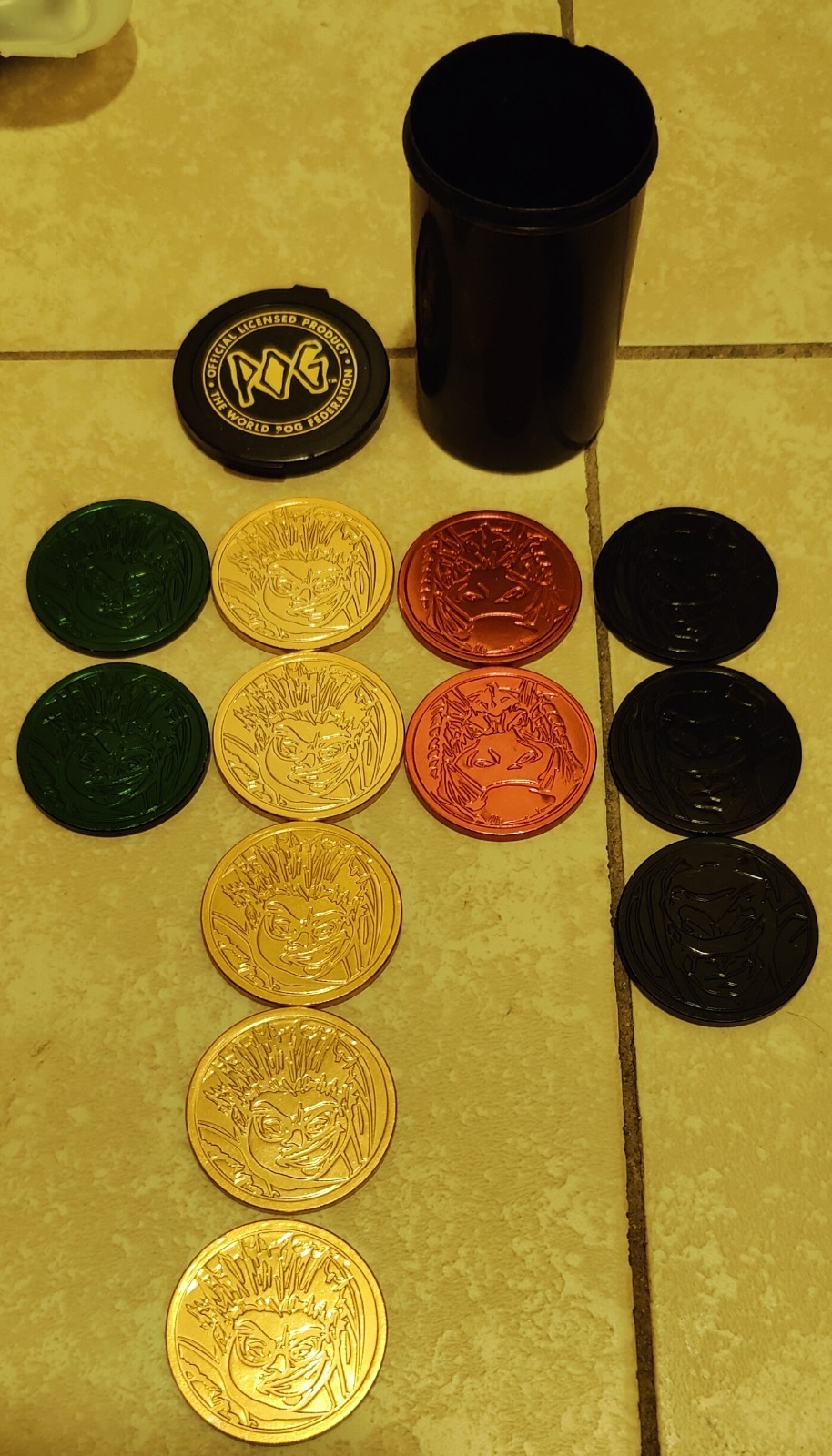 Lot of 12 Pogs Sumo Dudes Upper Deck Metal Slammers Multiple Colors + Tube VTG
