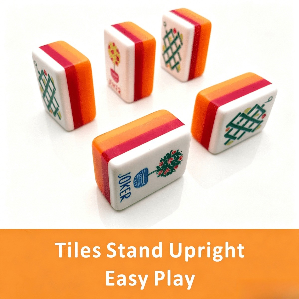 160 American Mahjong Tiles – 4-Layer Acrylic Engraved, Orange Set for Game Night