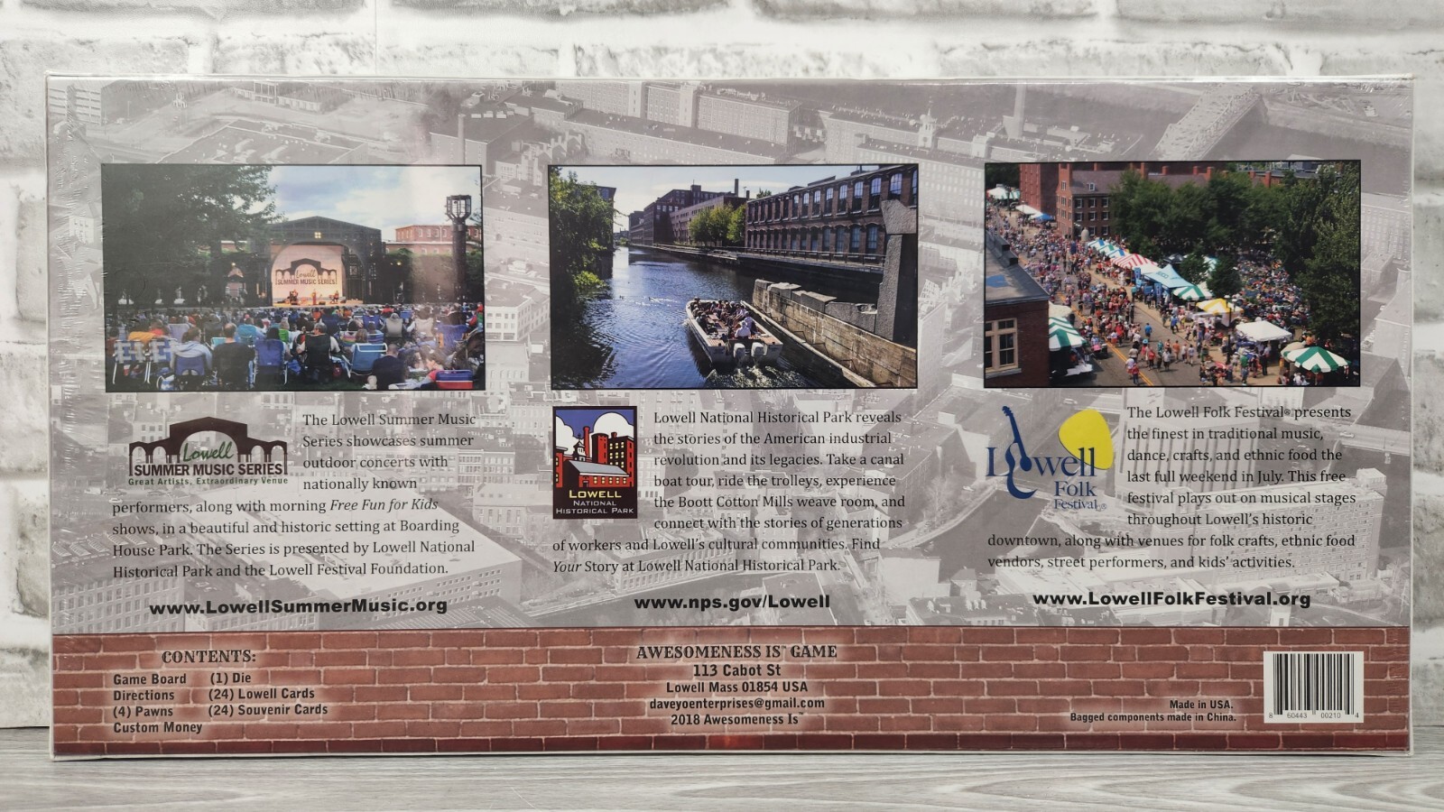 Awesomeness is Lowell Massachusetts Commemorative Board Game NEW 2018 Sealed