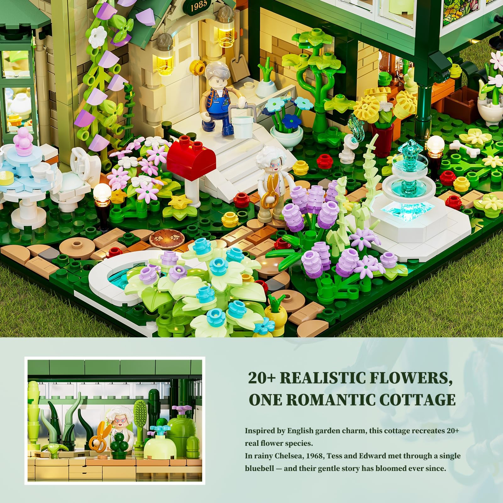 Garden Cottage Building Bricks Set 2787 Pcs Retro Cabin Model Lumibricks House
