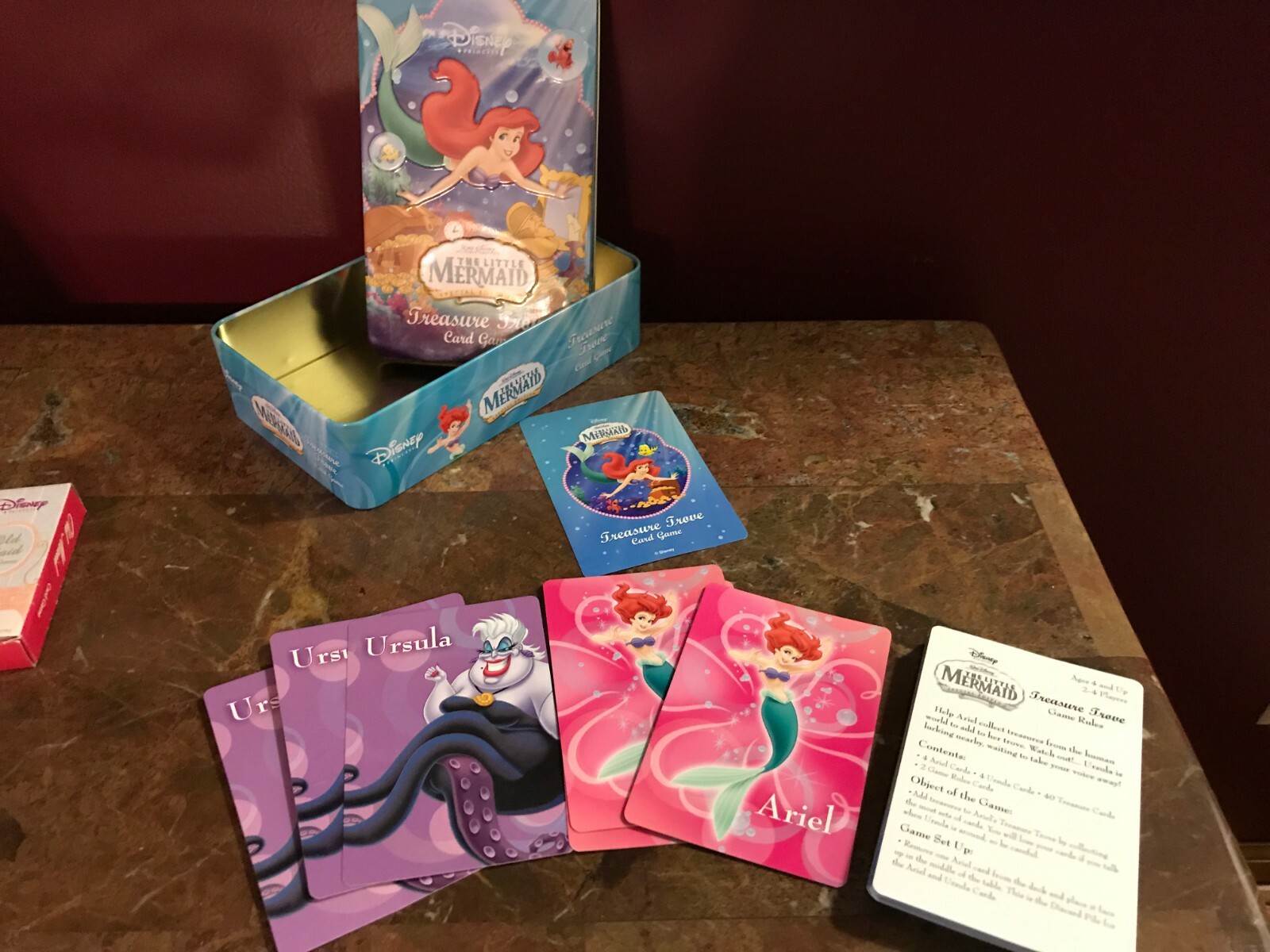 Disney Little Mermaid Treasure Trove Card Game Collectible Tin Lot 3 Old Maid