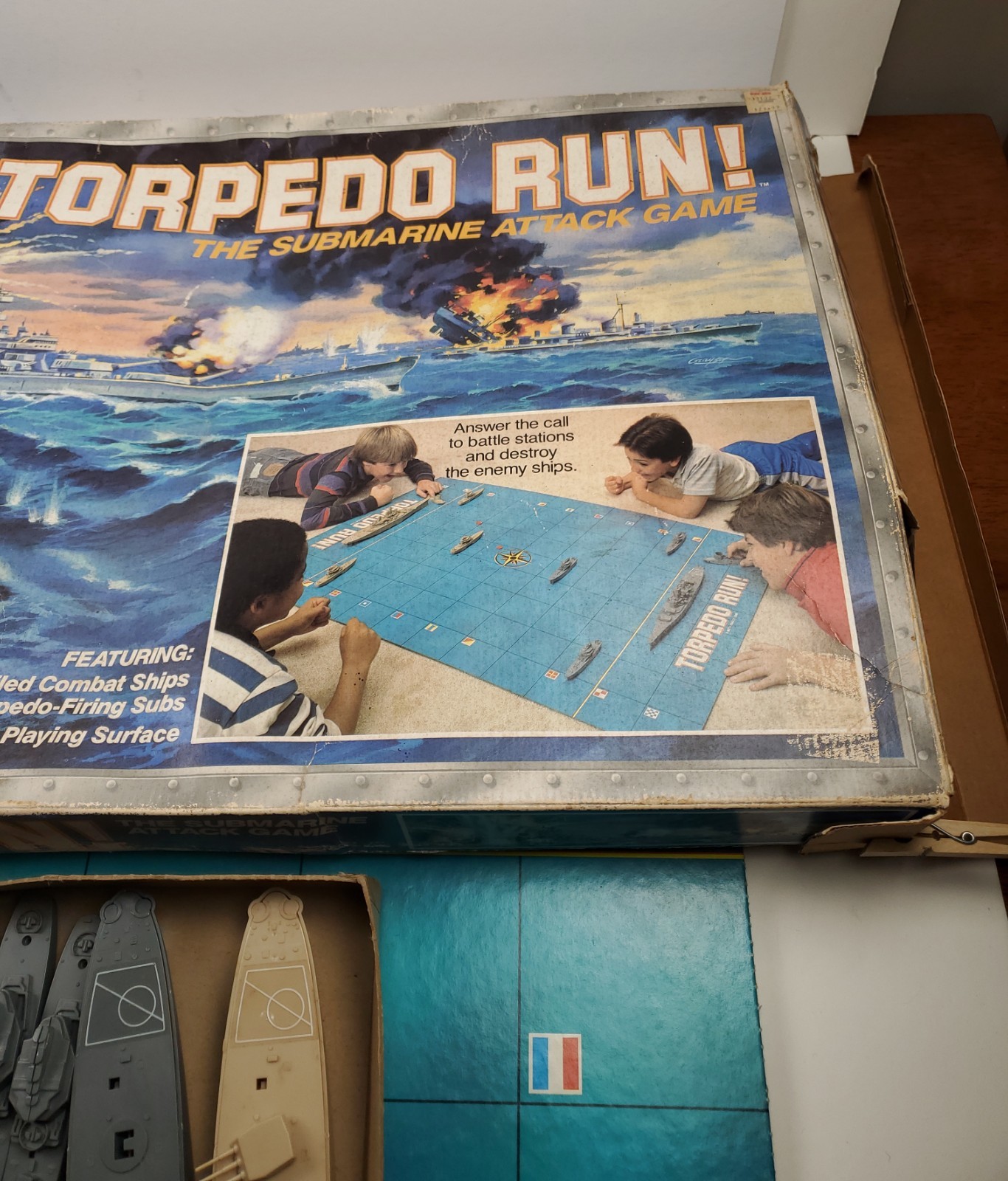 Torpedo Run Board Game Floor Wars Complete Milton Bradley 1986 G+