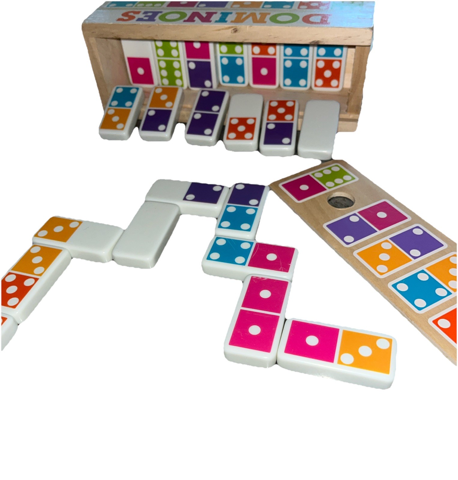 Melissa & Doug Colorful Dominoes Family Game Numbers Theme Wooden Box Ages 4+ B6