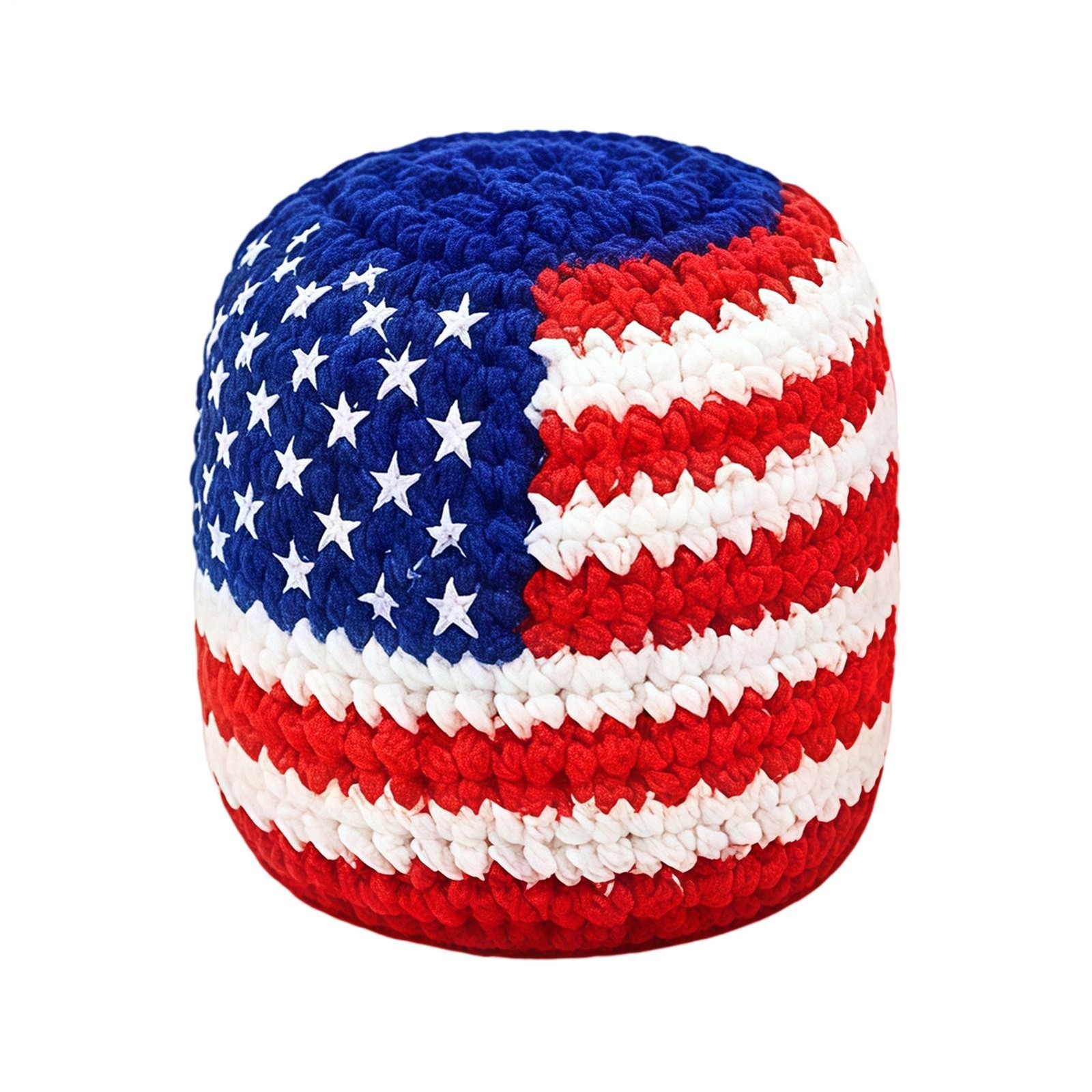 Harliver Patriotic Hand-Made Knitted Footbags, US Flag Shaped Crochet Hacky Sack