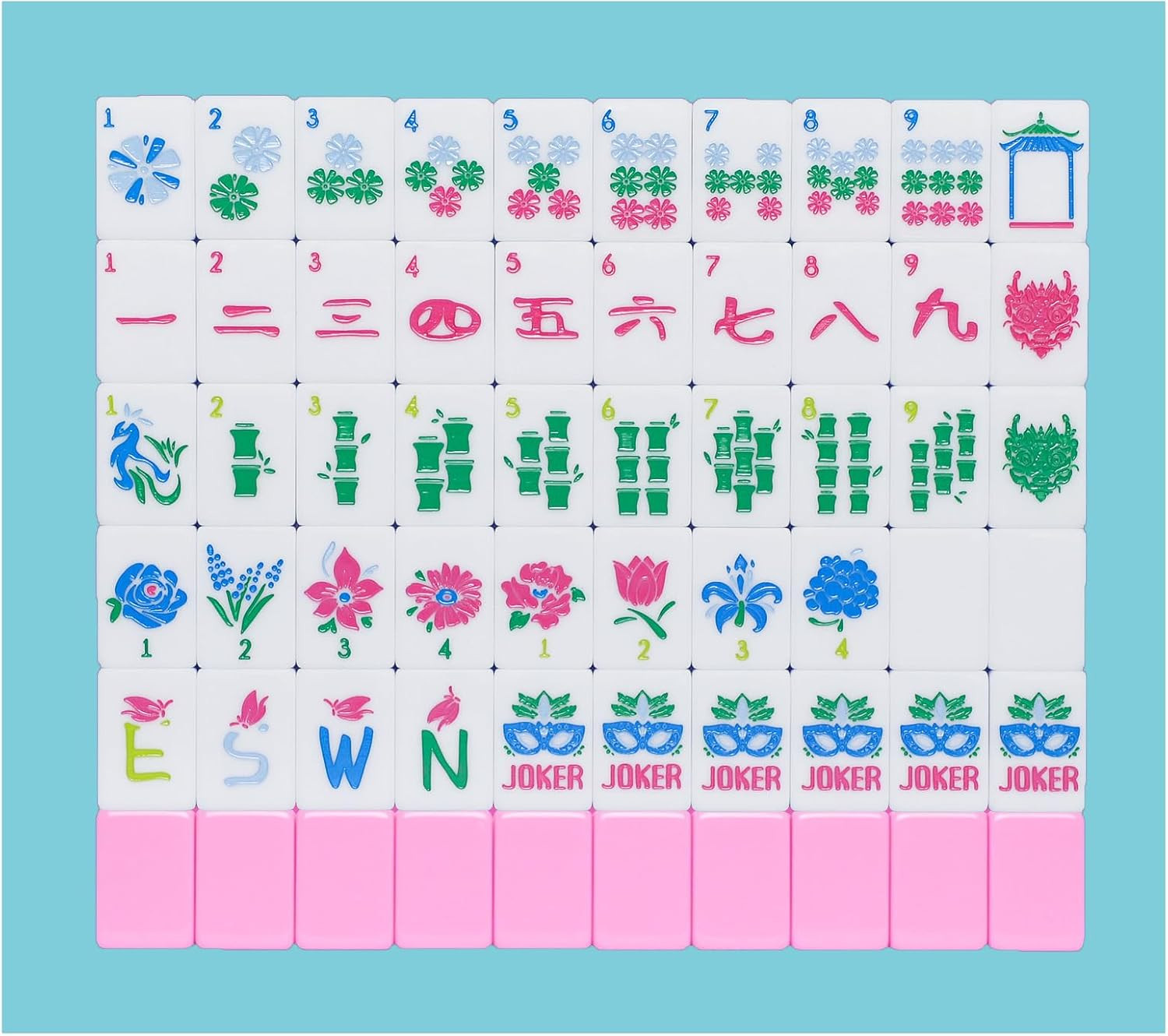 American Mahjong Tile Set(Pink) with Carrying Bag and Accessories, 160 Acrylic E