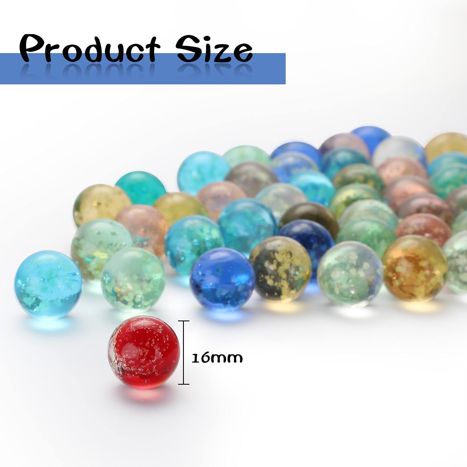 Skylety 20 Pieces Large Marbles Glowing in The Dark, 16 mm, Multicolor