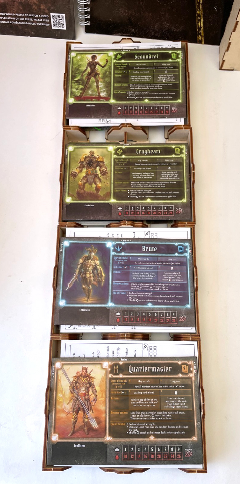 Gloomhaven 2nd Print + Wood Organizer + Solo Book + Mats + 9 Sealed Classes