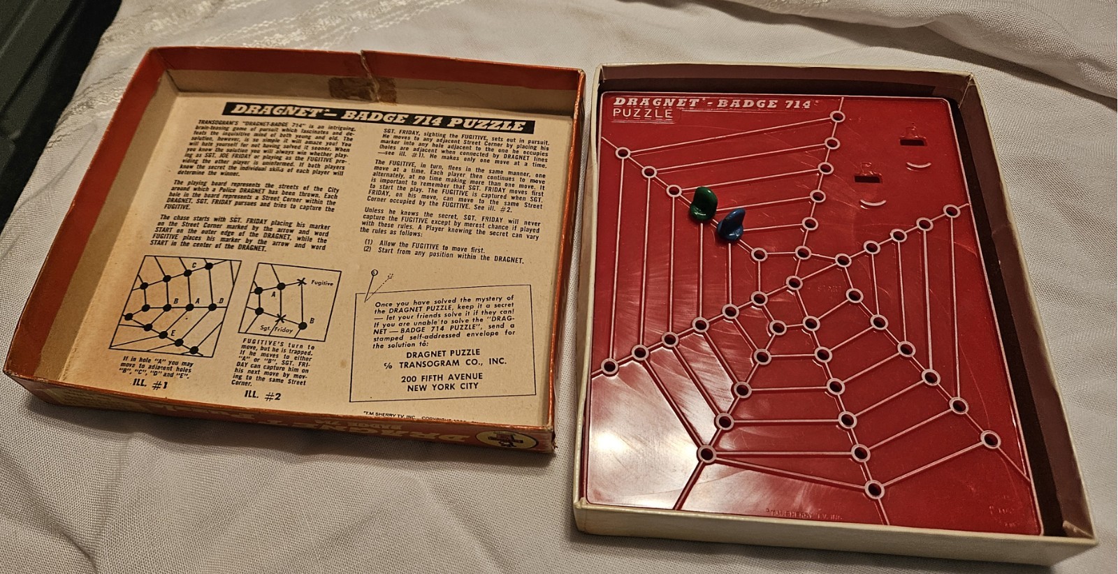 Transogram DRAGNET Badge 714 Brain Teaser Game Puzzle 1955 USA Vintage 50s
