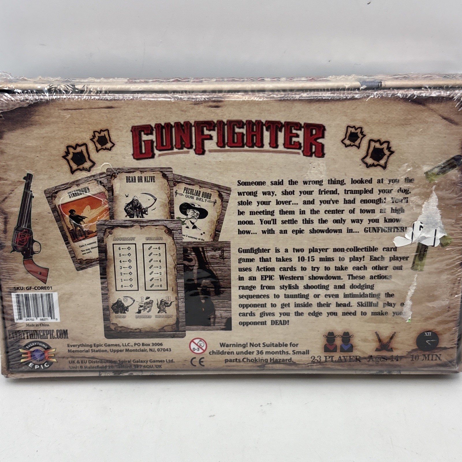 NEW SEALED Gunfighter Card Game by Everything Epic Games 2-3 Players AGES 14+