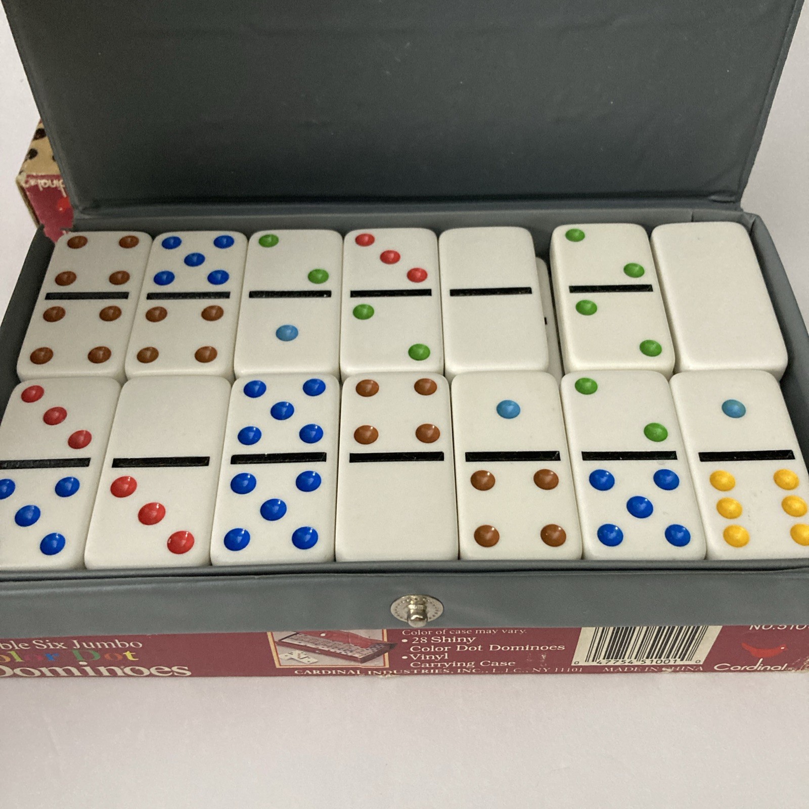 Lot of 2 Double Six Jumbo Regular & Color Dot Dominoes Cardinal Vintage Premier
