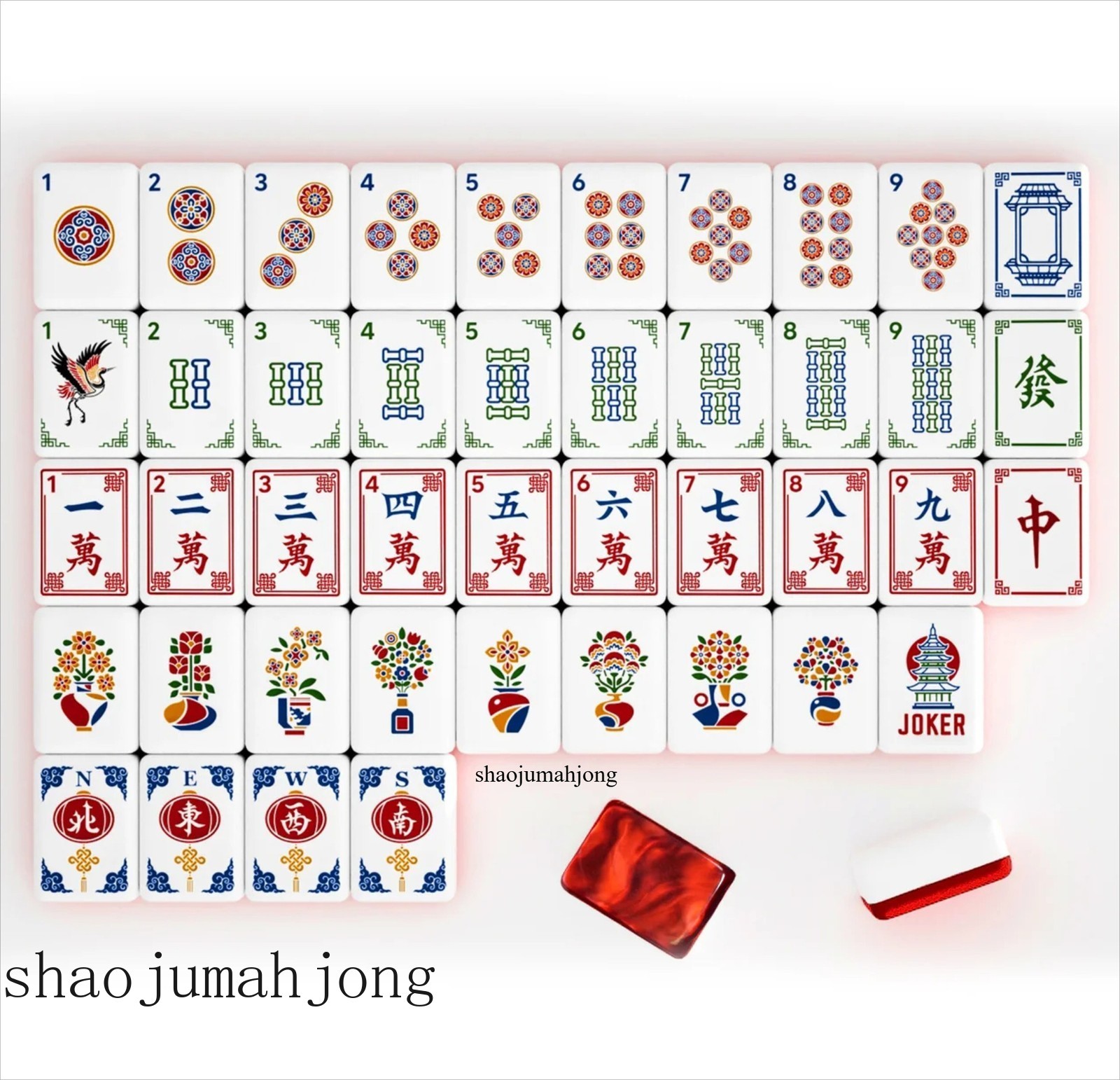 American Mahjong Tiles set ,160 tiles, Ruby Crane，gift，double-layer