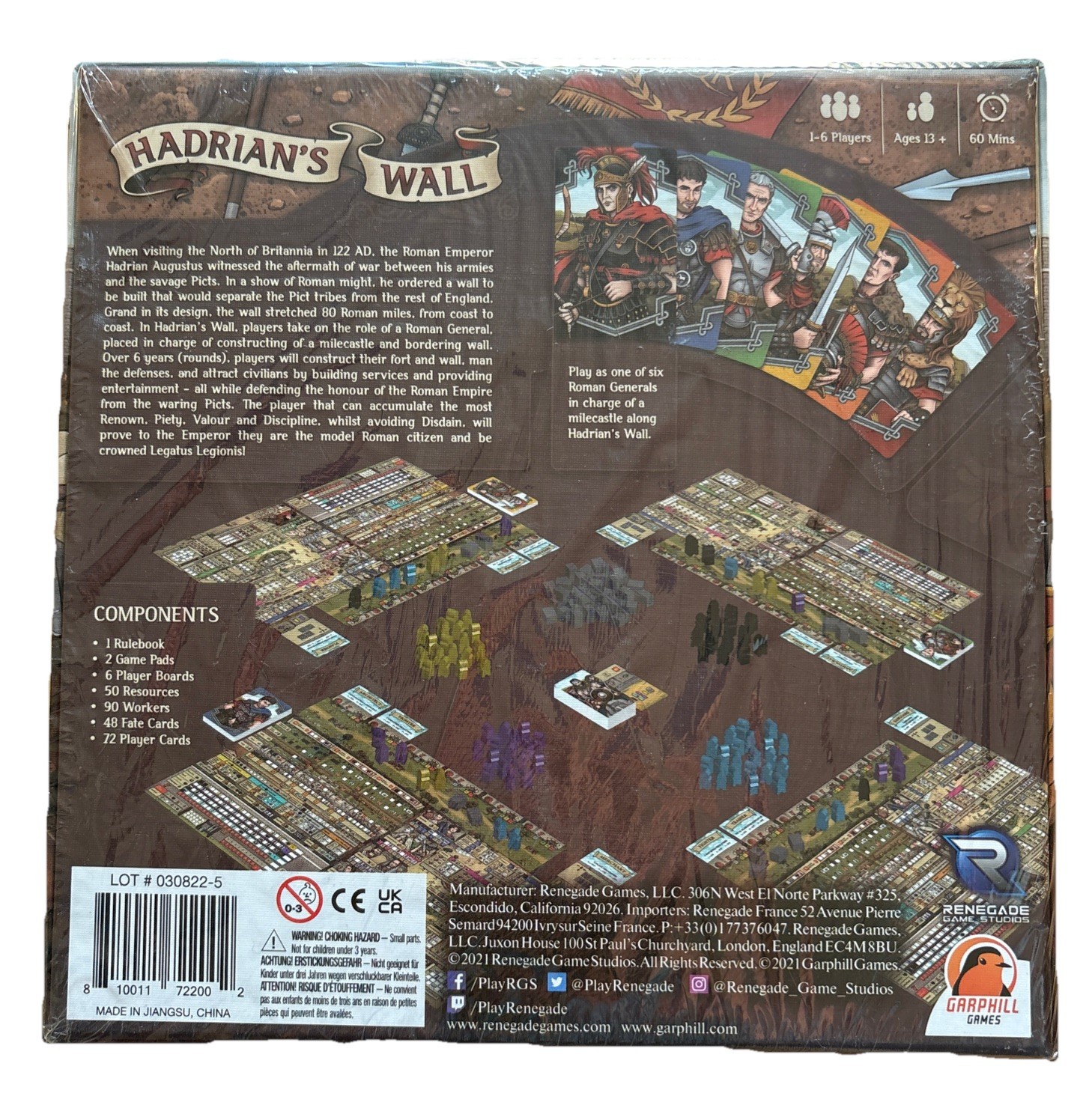 Hadrian’s Wall Board Game. Ages13+ Players 1-6 60 Minutes New Sealed