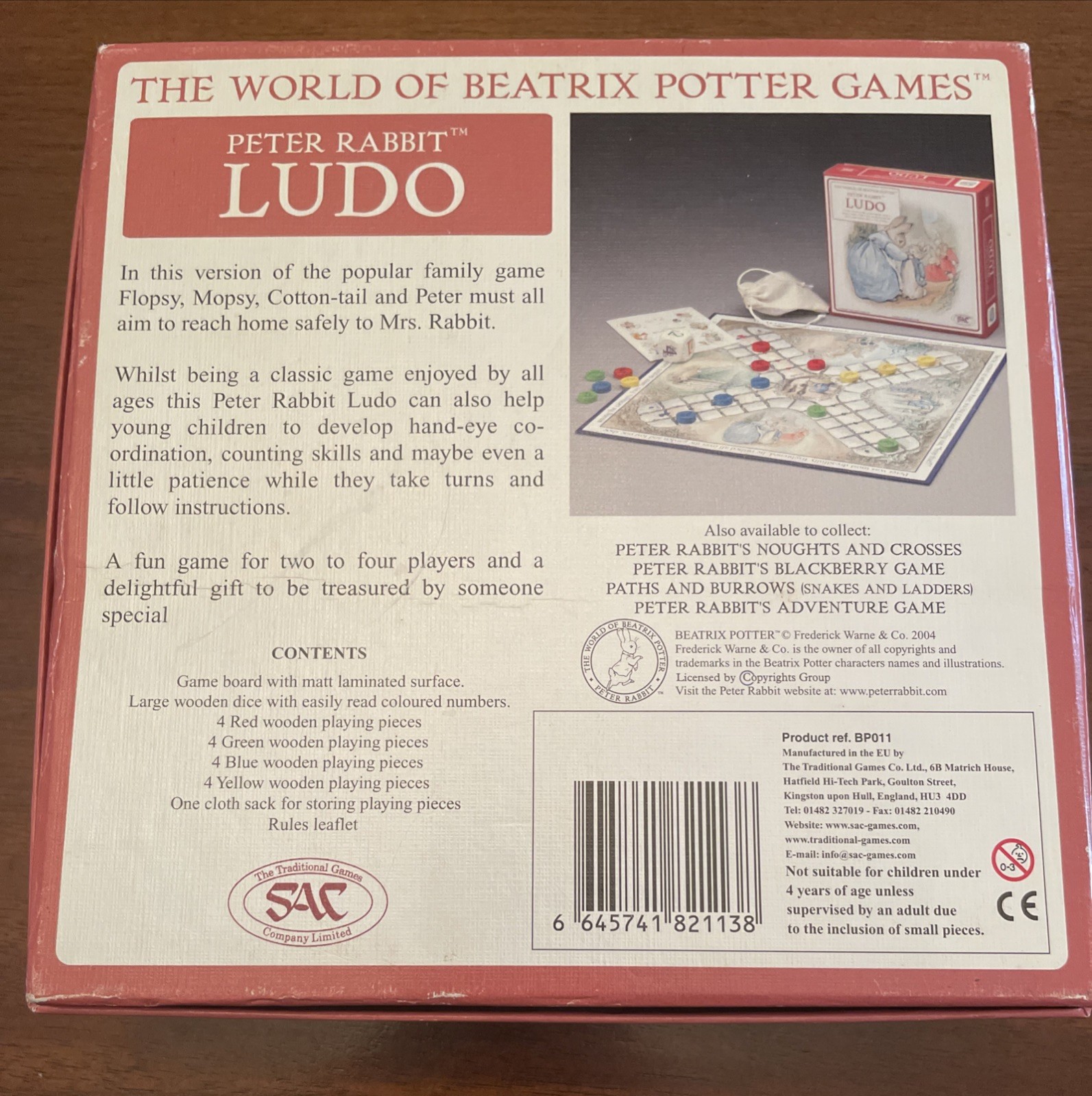 Peter Rabbit Ludo Board Traditional Game Company Wood Pieces Beatrix Potter 2004