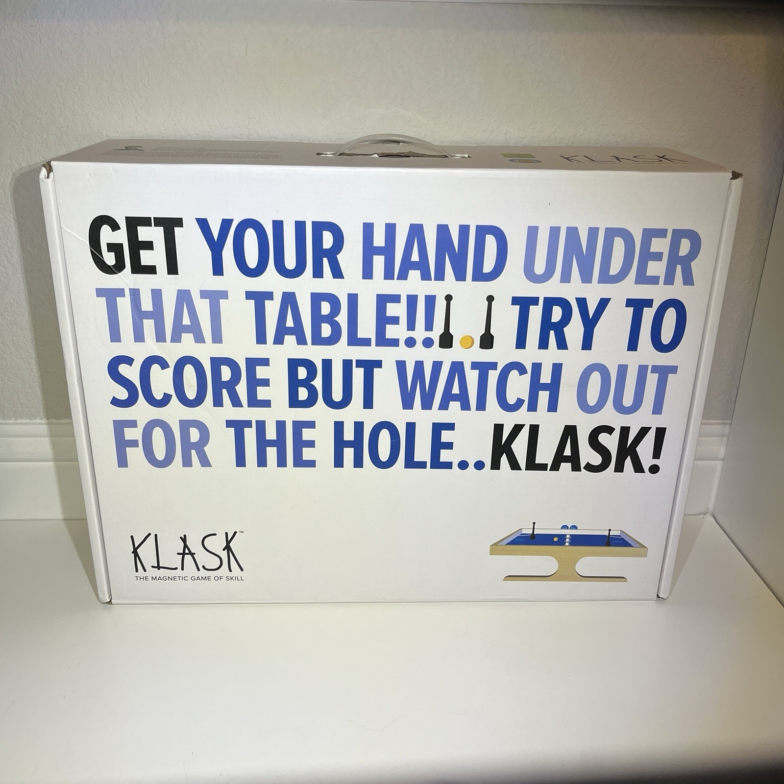 Klask Magnetic Board Game Wooden Skill Game Tabletop Party Game Blue With Box