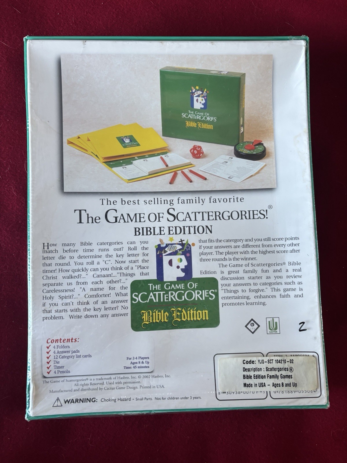 The Game of Scattergories Bible Edition NEW Sealed Hasbro 2002 Christian Family