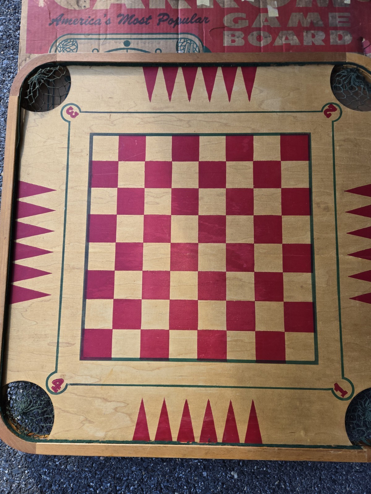 Carrom Wood Game Board #85 Vintage Original Box And Some Pieces And Instructions