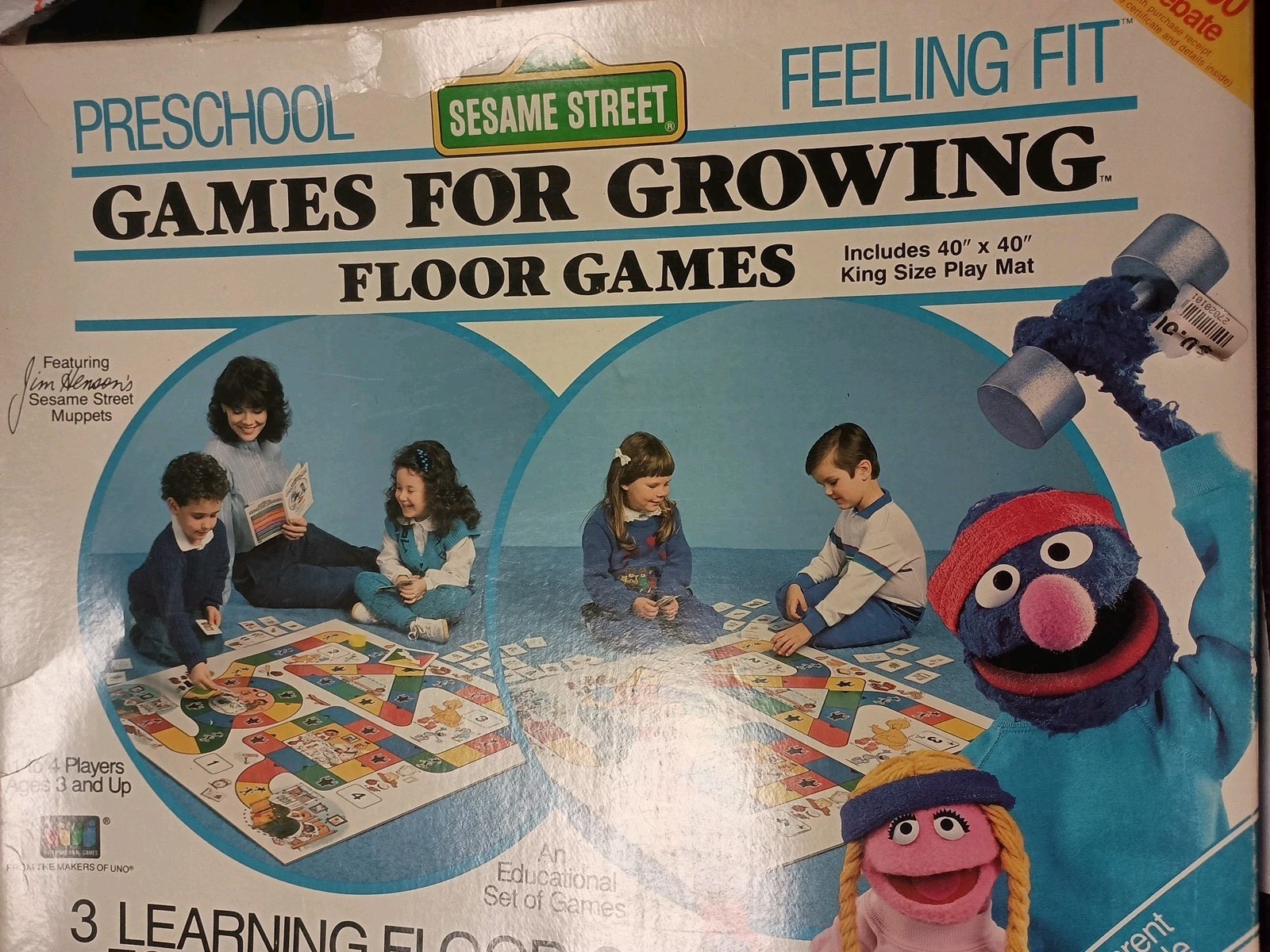 VTG 1987 Sesame Street Preschool Floor Games for Growing FEELING FIT. F6