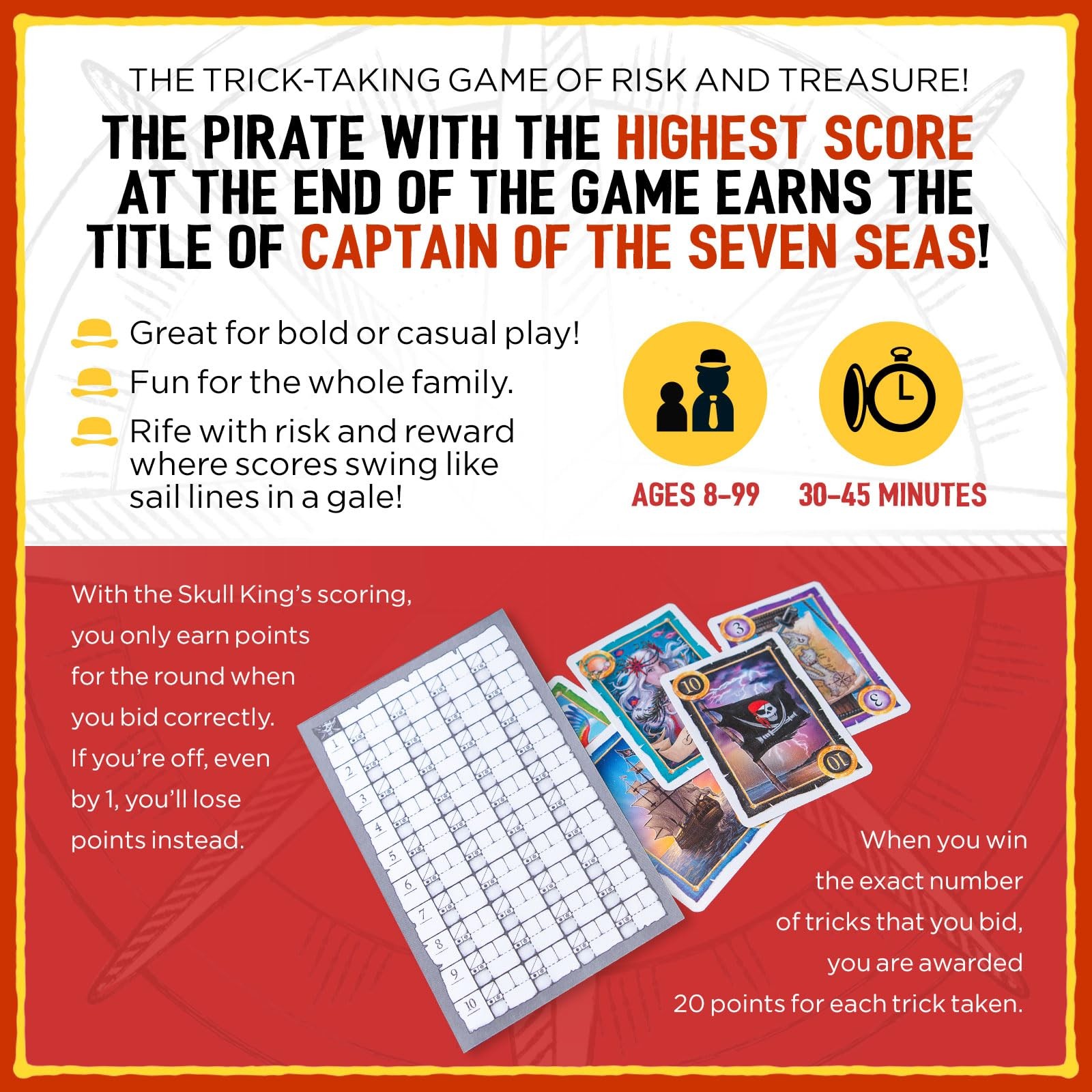 Grandpa Beck’s Games Skull King – The Ultimate Pirate Trick Taking Card White
