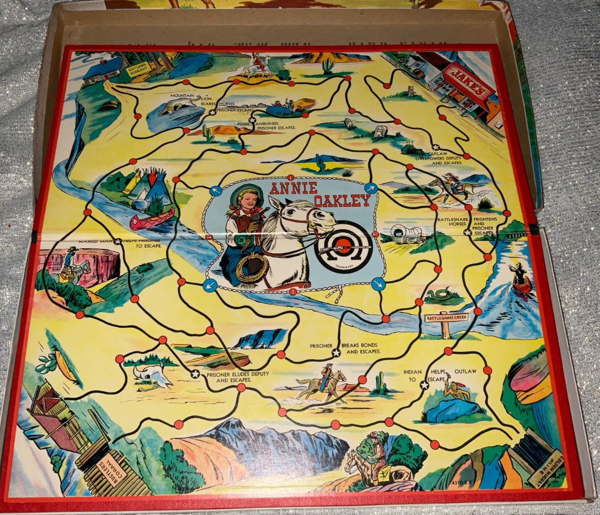Vtg 4310-2 Annie Oakley Board Game Western Milton Bradley 100% Complete! See Pic