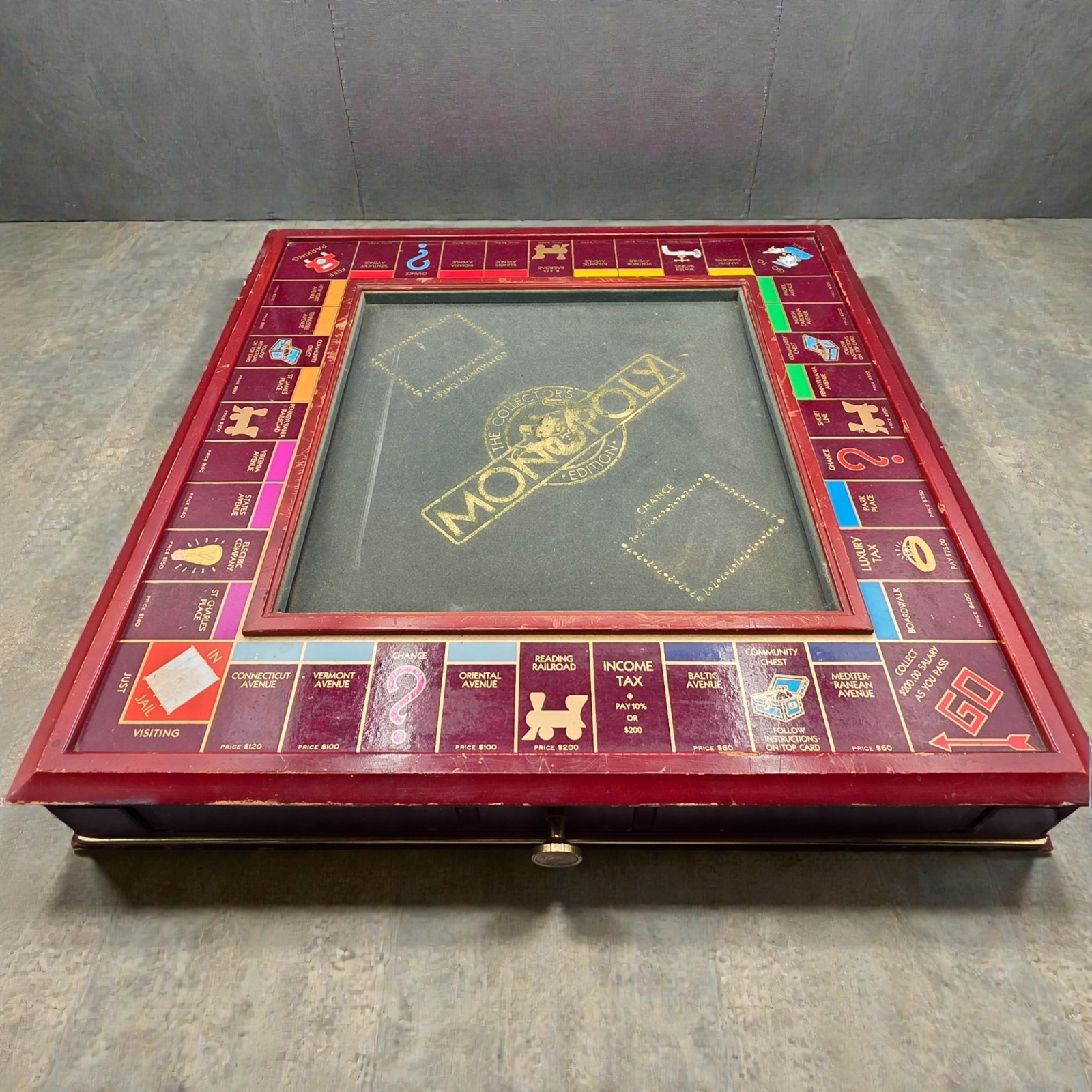 1991 Franklin Mint Monopoly Collector’s Edition Wooden Game Board Only 21″ Rare