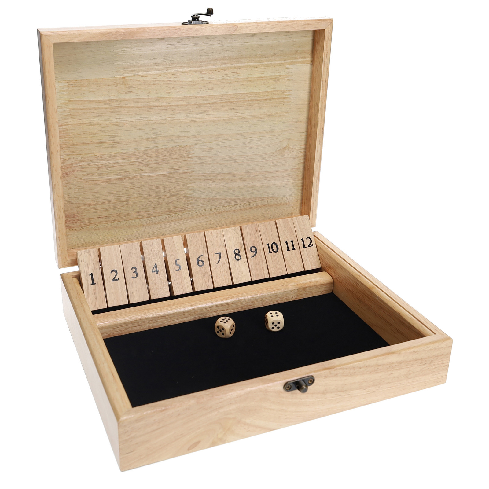WE Games Board Game with Dice, 12 Numbers, in Natural Wood Box with Lid
