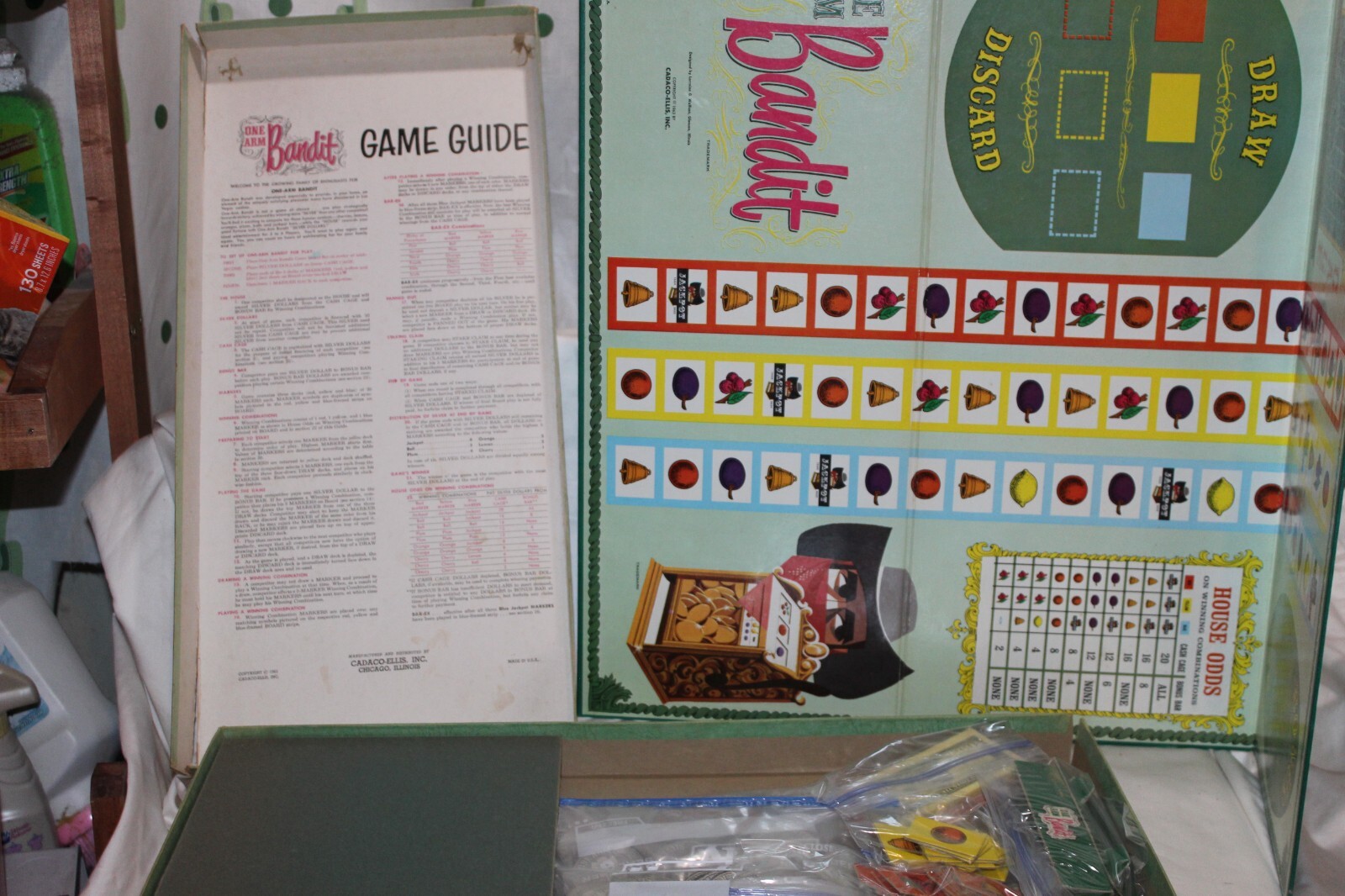Vintage Cadaco One Arm Bandit Las Vegas Casino Slot Board Game 1963 No. 251