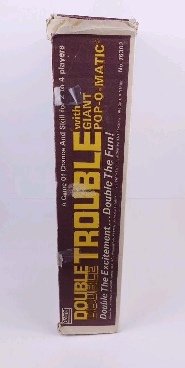 1976 Gabriel Double Trouble Board Game Giant Pop-O-Matic