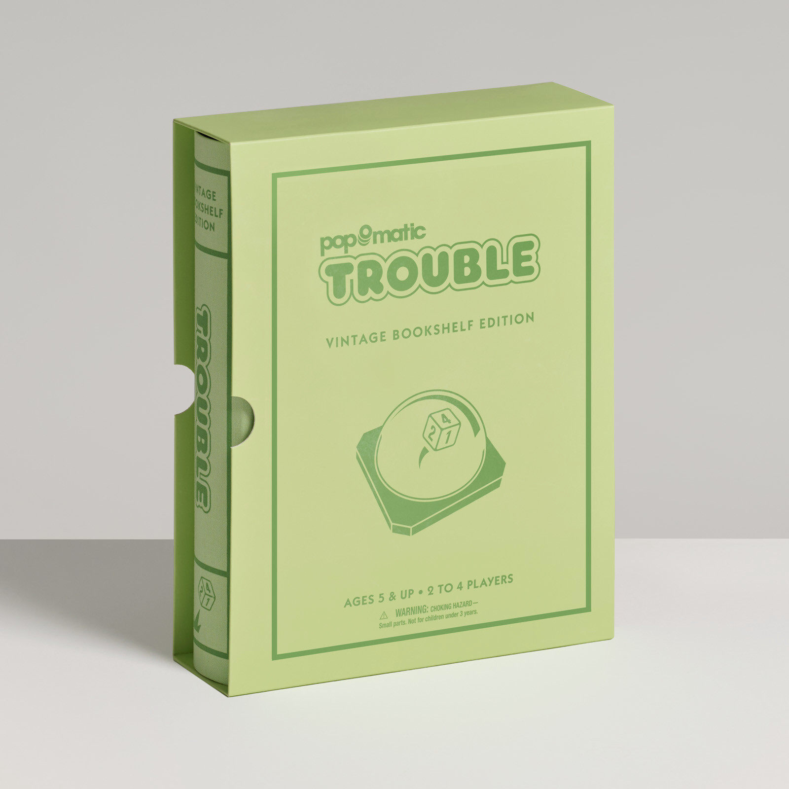 Trouble Vintage Bookshelf Edition Board Game Linen Book Case by WS Game Company