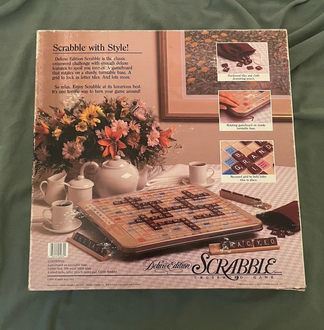 Milton Bradley 4034 Scrabble Deluxe Edition Board Game 1989 Complete Used Clean