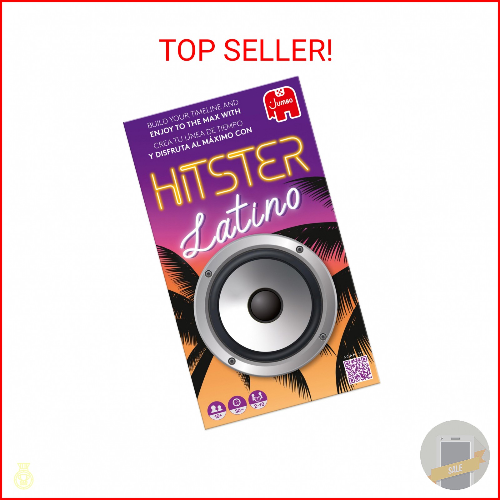 Jumbo Hitster – Latino, Fun Music Quiz Card Game, 2-10 Players – 300 Latin Music