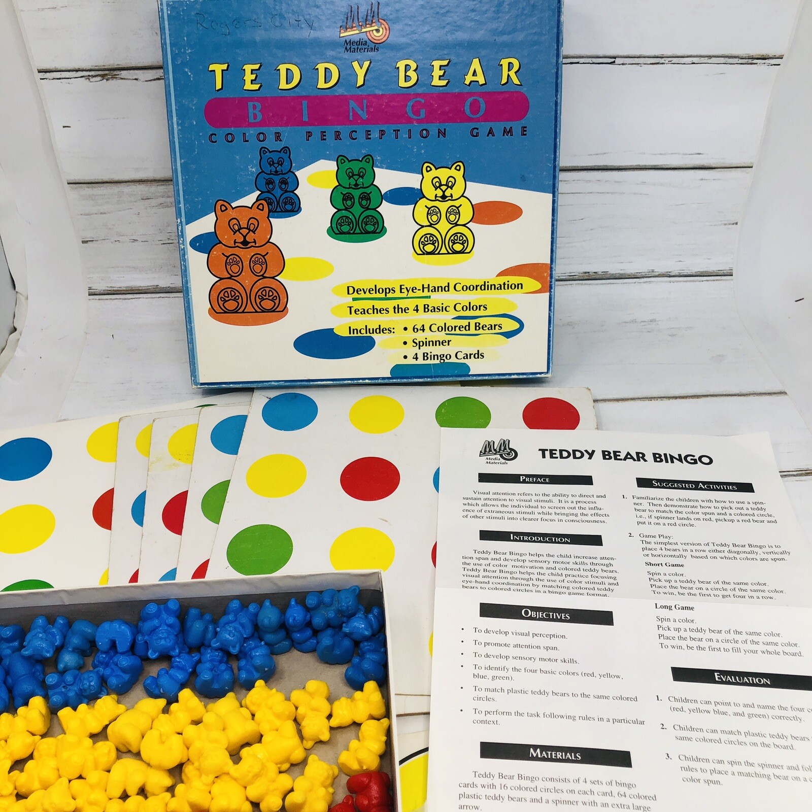 TEDDY BEAR BINGO Color Perception Game Teacher Parent Aid Eye Hand Coordination