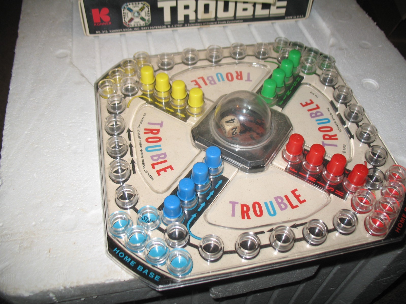 VTG KOHNER BROS BOARD GAME 1965 TROUBLE AGES 8 & UP GOOD USED CONDITION COMPLETE