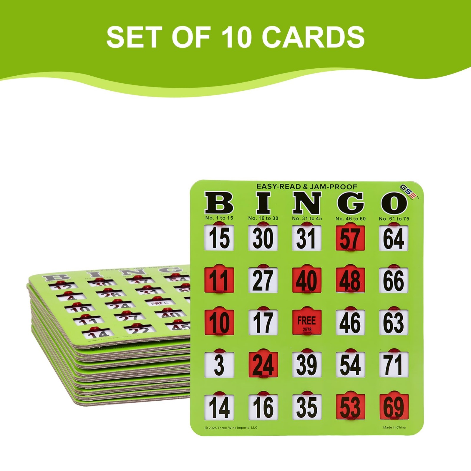 Jumbo Easy-Read Shutter Slide Bingo Cards – 10-Pack Reusable Bulk Set