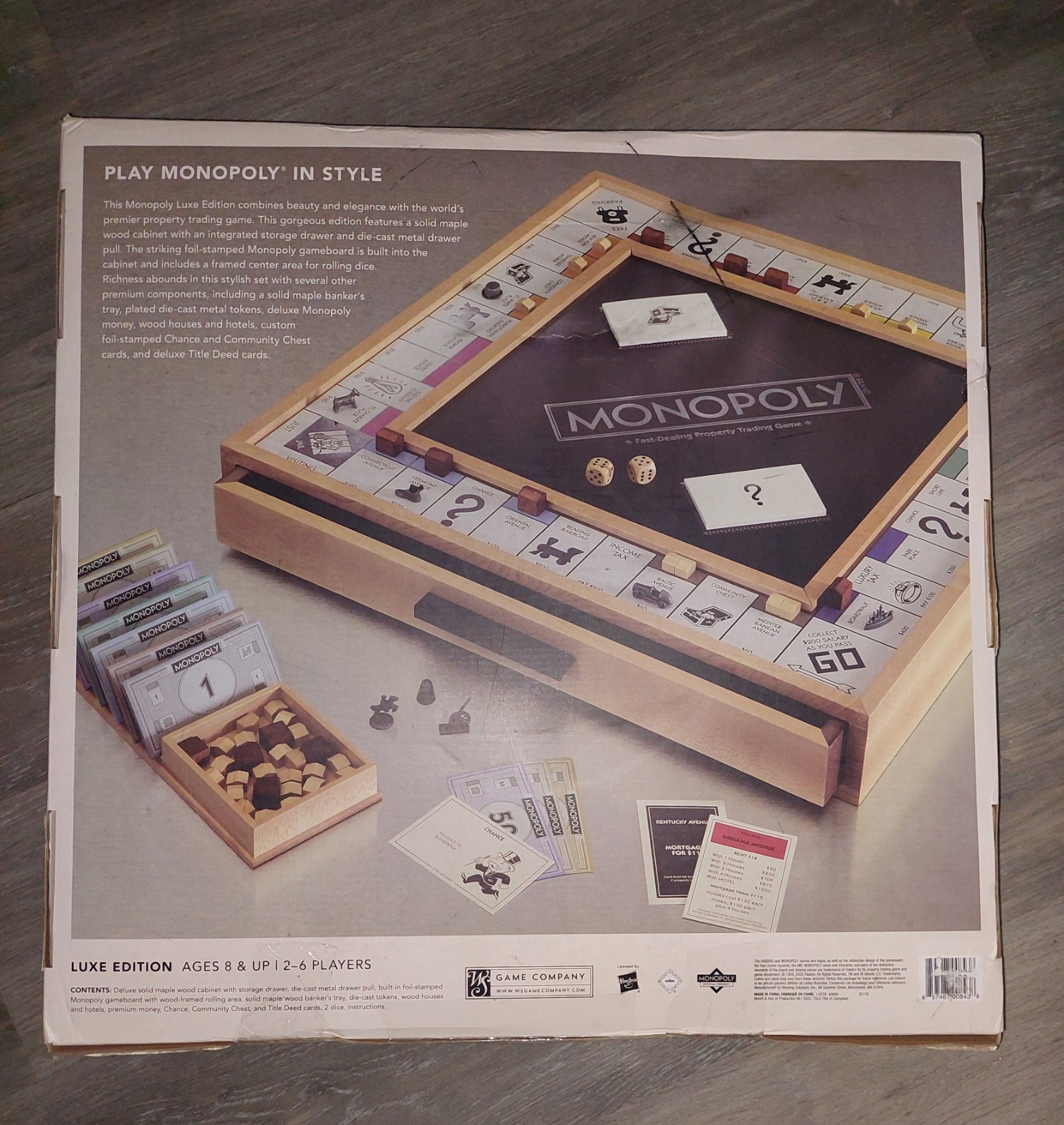 Monopoly Luxe Maple Edition Wood Cabinet Game Board Luxury Premium 2016 Sealed