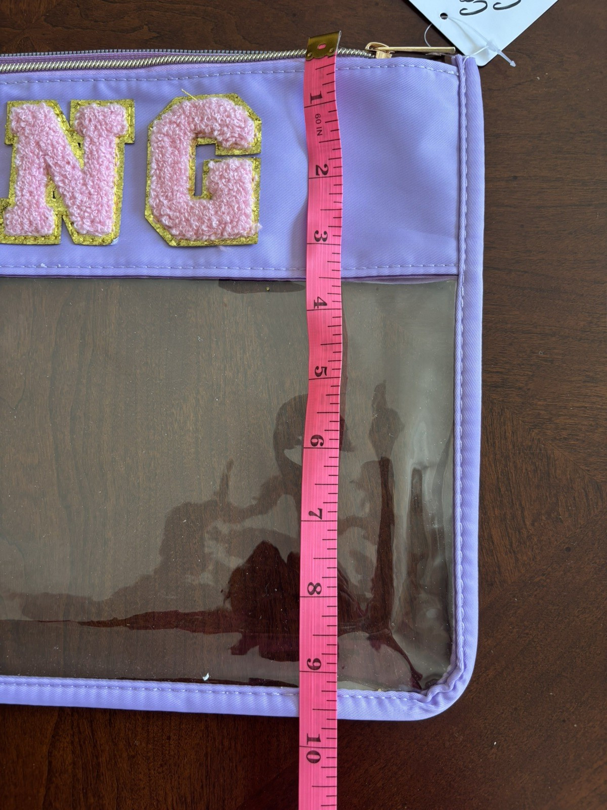 New Mahjong Tile Set Bag Pink Lilac Light Purple Clear with Gold Accents